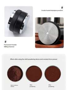 Prensador de café con embudo dosificador, set de prensador de café ajustable de acero inoxidable y aleación de aluminio con escala de medición - Negro - Ver 6