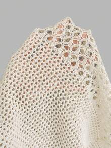 女士休闲沙滩度假性感优雅纯色针织连衣裙，深V领露背挂脖设计，饰有串珠蝴蝶结，系带修身显瘦，春夏款 - 杏色 - 查看 9