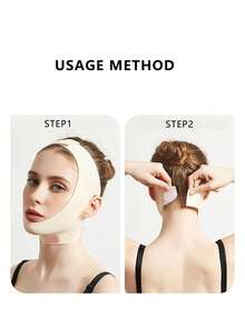 1pc Women's V-Shaped Face Mask Band - Facial Bandage, Suitable For Home/Sleep/Sports/Yoga And More Occasions. - Beige - View 6