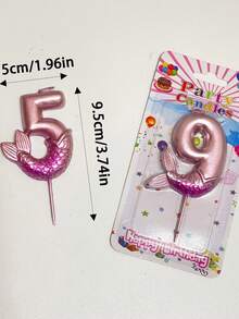 Rose Gold Mermaid Tail Themed Cake Candles With Numbers 0-9, Pearl & Shell Decor For Princess Birthday Party - View 9