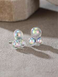 1 Pair Fashionable Creative Transparent Bubble Geometric Earrings, Y2K Style Interesting Accessories For Women, Suitable For Party And Daily Wear - Multicolor - View 3