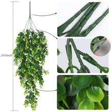 4 pezzi Felce artificiale appesa, Felce finta, Felce di eucalipto finta, Piante in plastica resistenti ai raggi UV, adatte per interni/esterni, matrimoni, balconi, verande, decorazioni murali, stanze residenziali, balconi, scaffali interni/esterni, decorazioni per ufficio (verde) - Verde - Visualizzare 5