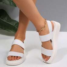 Women's Comfortable Platform Wedge Sandals – Lightweight Slingback Slip On Walking Summer Casual Shoes - White - View 2