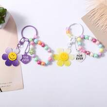 2个亚克力向日葵珠手机链钥匙扣吊坠，情侣汽车包包钥匙扣吊坠 - 彩色 - 查看 4