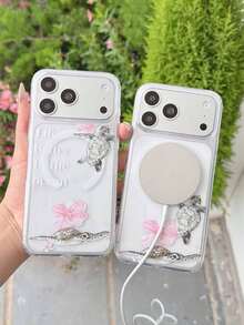 Ốp điện thoại hình rùa biển họa tiết hoa lá Ocean 2pcs, hỗ trợ sạc không dây từ tính, trong suốt, chống rơi vỡ, chất liệu mềm + cứng, thích hợp làm quà tặng ngày lễ cho iPhone 15 16pro/Promax/14 15 16plus, chống bám vân tay và chống trầy xước, bề mặt mờ trong suốt, unisex. - Nhiều màu - Xem 3