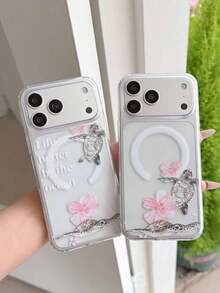 Ốp điện thoại hình rùa biển họa tiết hoa lá Ocean 2pcs, hỗ trợ sạc không dây từ tính, trong suốt, chống rơi vỡ, chất liệu mềm + cứng, thích hợp làm quà tặng ngày lễ cho iPhone 15 16pro/Promax/14 15 16plus, chống bám vân tay và chống trầy xước, bề mặt mờ trong suốt, unisex. - Nhiều màu - Xem 6