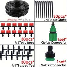 Hệ thống tưới nhỏ giọt với ống phân phối 1/4", bộ dụng cụ tưới nhỏ giọt tự động tiết kiệm nước cho vườn, nhà kính, bãi cỏ, sân hiên. - Nhiều màu - Xem 12