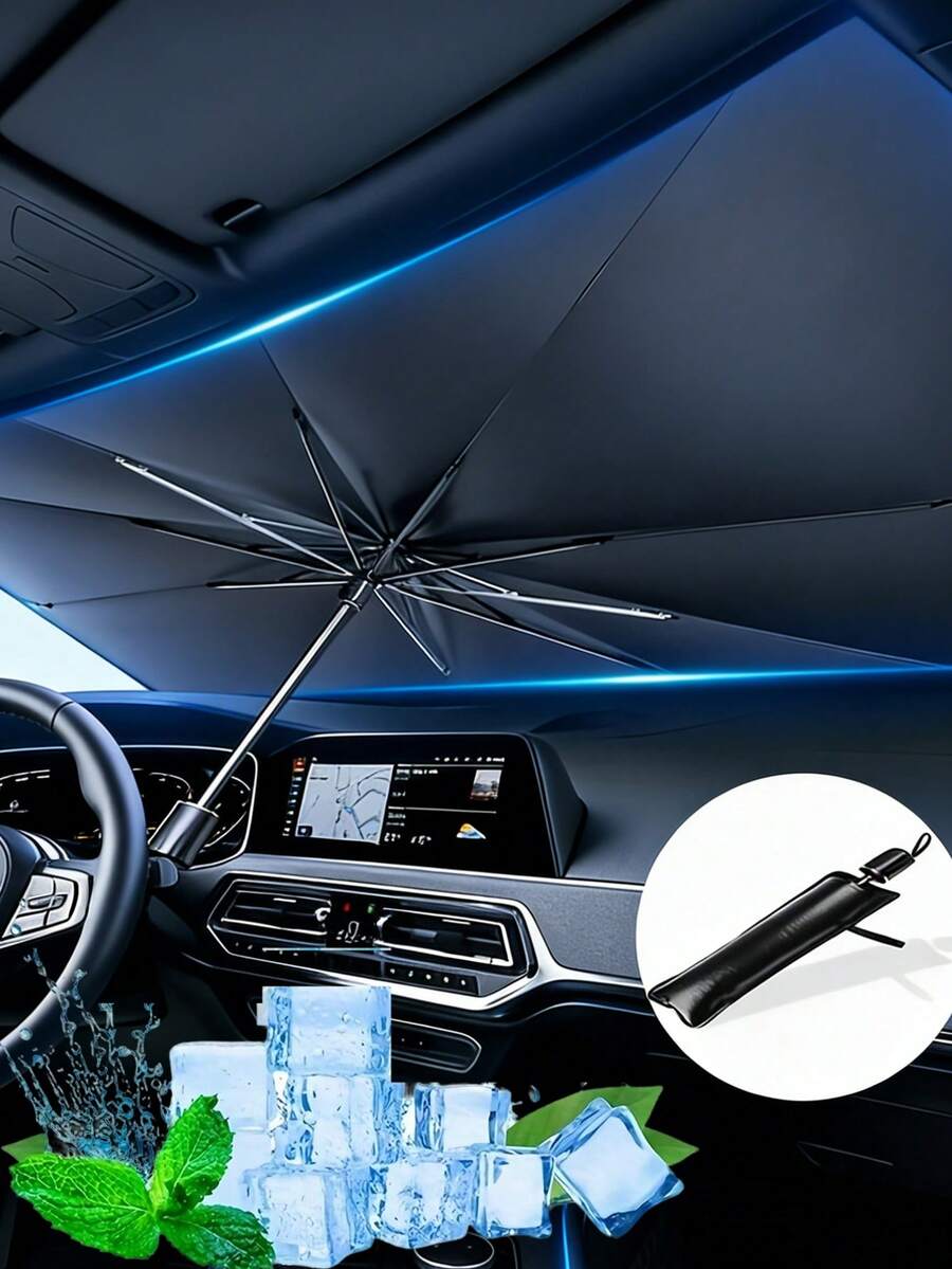 Sunshade Umbrella Type Car Window Sun Visor, UV Protection, Heat Insulation, Portable Foldable Automotive Windshield Sun Shade, With Heat Insulation Effect, Summer Car Outdoor Sun Canopy Accessory