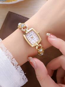 Gaiety 3/1pcs Women's Quartz Watch, Elegant Luxury Rhinestone Minimalist Bar Index Vintage Square Dial, Suitable For Daily Wear, Party Decoration Or Gifts For Mother And Friends On Mother's Day, Valentine's Day, Anniversary, Birthday And Other Holidays - Multicolor - View 3