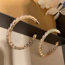 时尚C形锆石耳环，适合女性展现独特设计，是奢华婚礼派对珠宝的理想之选。 - 銀色 - 查看 9