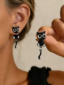 黑貓咪耳環