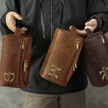 Personalized Men's Leather Toiletry Bag, Groomsmen Gifts, Engraved Dopp Kit, Gift For Him, Travel Toiletry Bag, Men's Leather Accessory Men's Toiletry Bag, Leather Toiletry Bag, Groomsmen Dopp Kit, Dopp Kit, Anniversary Gift, Wash Bag, Personalized Gift, Leather Accessory, Gift For Men, Multifunction, Versatile, Large Capacity, Lightweight, Functional - Multicolor - View 5