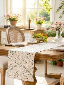 1pc Ditsy Floral Outdoor Table Runner, Rustic Style Rectangular Table Runner, Foldable Camping Table Decor Cloth, Washable, Suitable For Coffee Table, Sideboard, Cabinet, Tabletop Decor, Daily Home Decoration, Applicable For Country House Dinner, Picnic, Party, Camping Decoration, All Seasons, Spring/Summer - Green Rose - View 8
