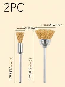 2 件装指甲抛光头清洁刷，铜丝抛光轮，除锈抛光头，电动抛光碗形清洁刷 - 彩色 - 查看 2