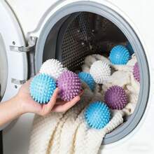 Bộ 6/10 quả bóng giặt tái sử dụng, bóng giặt sấy, chất thay thế nước làm mềm vải, giảm nhăn, không cần dùng giấy sấy, trợ thủ đắc lực cho mọi loại vải. - Màu ngẫu nhiên - Xem 1