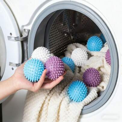 洗濯ボール 再利用可能 6個/10個セット、洗濯機/乾燥機用、柔軟剤の代替品、しわを軽減、ドライヤーシート不要、あらゆる素材の洗濯に役立つ