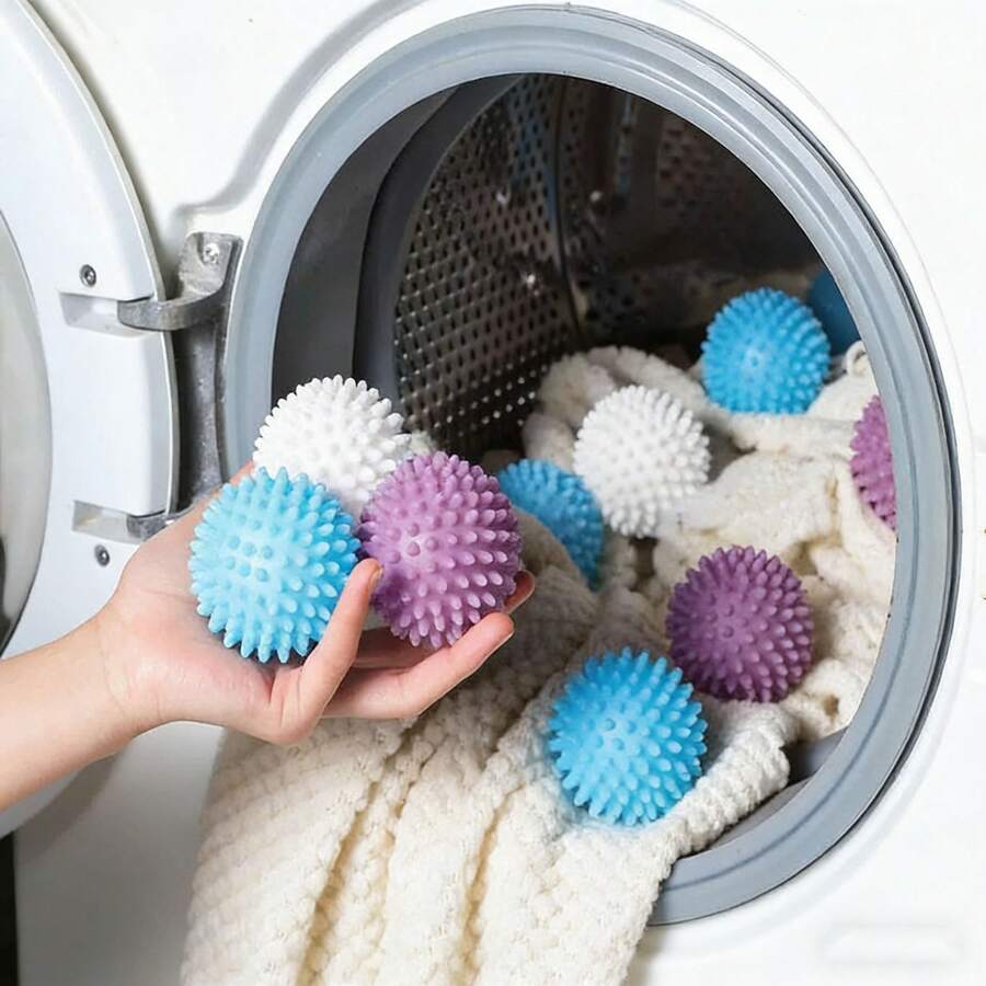 Bộ 6/10 quả bóng giặt tái sử dụng, bóng giặt sấy, chất thay thế nước làm mềm vải, giảm nhăn, không cần dùng giấy sấy, trợ thủ đắc lực cho mọi loại vải. - Màu ngẫu nhiên - Xem 1