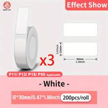 Giấy in nhãn nhiệt Marklife, 3 tờ màu trắng 12*40mm, tương thích với máy in nhiệt mini P12 P15 M1 P50, chống thấm nước, chống rách, chống dầu, dùng thay thế cho văn phòng, nhà bếp, trường học, nhà cửa để làm quà tặng/tự làm sáng tạo/đánh dấu. - Xem 13