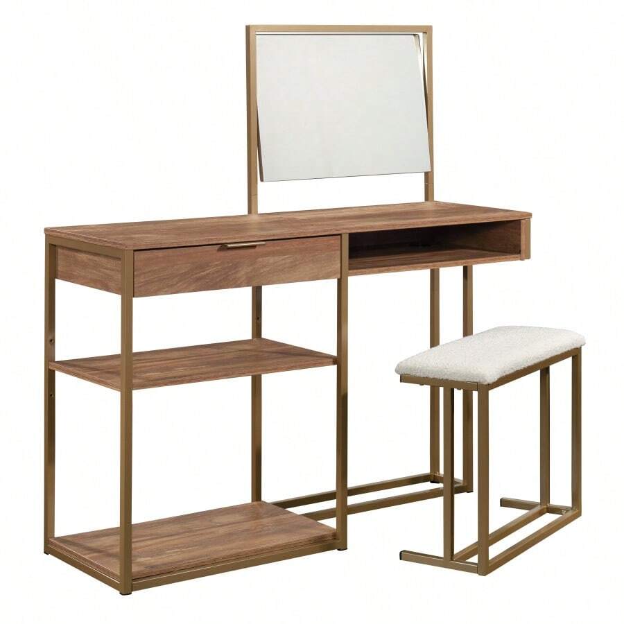 Vanity With Chic Storage Brown Finish - màu nâu - Xem 1
