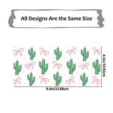 5pcs Cute Green Cactus Theme UV DTF Cup Stickers, Waterproof Scratch-Resistant 3D Crystal Stickers, Suitable For 16oz Glass Cups, Mugs, Crafts, Great For Decorating Personal Items! (4.3in X 9.4in) - 3 Types Of Cacti - View 5