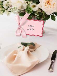 Shell Shaped Wedding Table Cards With Ribbons, DIY Table Cards For Wedding Party Celebration - Pink - View 6