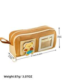 1pc Cute Bear Embroidery Zipper Pencil Case, Minimalist Large Capacity Student Stationery Bag, Sweet Girl Style Pencil Pouch, Office Supplies Organizer, Cosmetic Tool Storage Bag, High-Quality Large Capacity Pencil Box, Desk Accessory, Suitable As Valentine's Day Gift, Student Gift, School Supplies, School Entertainment Items, School Prizes, Teacher Classroom Items, Back To School Essentials - Sweet Bear Embroidery - View 9