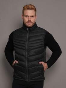 Men's Double-Sided Puffer Vest With Zipper For Winter - Verde militar - Ver 6
