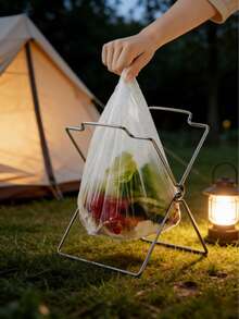 1/2个装不锈钢可折叠垃圾袋架兼抹布架 - 节省空间的台面收纳架，开放式设计，坚固的A字形结构，适用于厨房、浴室、办公室、户外 - 重型防锈垃圾袋分配器 - 彩色 - 查看 5