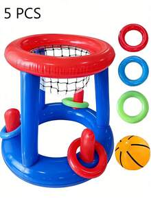 Portable Inflatable Swimming Pool Basketball Hoop Set, Inflatable Water Basketball Hoop With Ball, Fun Water Game, Suitable For Adult Family Entertainment, Outdoor Leisure, Summer Party, Beach, Lake - Multicolor - View 2