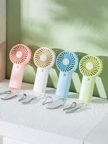 1pc Battery Operated Cartoon Mini Handheld Fan, Portable For Summer, Outdoor Activities, Sports, Travel, Kitchen, Bedroom, Office, Suitable For Both Men And Women, Can Be Used As Beach Accessory, Portable Lady Makeup Hand Fan - Multicolor - View 2