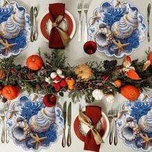 Khăn trải bàn tròn họa tiết vỏ sò và sao biển ven biển, tươi mới và thanh lịch với cảm giác kỳ nghỉ biển, có sẵn trong các gói 1 chiếc, 2 chiếc, 4 chiếc, 6 chiếc, 8 chiếc và 300 chiếc, kích thước 14,17*14,17 inch (36*36 cm). - Nhiều màu - Xem 4