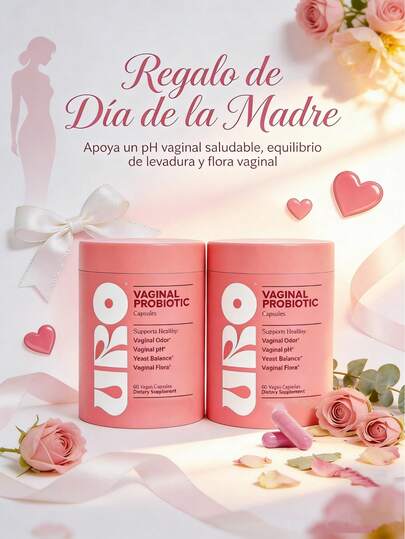 URO U R O Probióticos vaginales para mujeres Cápsulas probióticas de grado alimenticio Fórmula con pH equilibrado que contiene prebióticos y Lactobacillus - Suplemento para la salud vaginal - Favorece un olor vaginal saludable y el equilibrio microbiano Vitaminas Control del peso (60 cápsulas) 2pcs probióticos femeninos