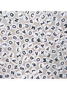 Hơn 500 hạt chữ cái acrylic tròn màu trắng 4x7mm từ A-Z, nhiều hình dạng khác nhau, hạt nhựa rời số lượng lớn để tự làm trang sức như vòng tay, dây chuyền, móc khóa (Chữ đen trên nền trắng) - Đen và trắng - Xem 5