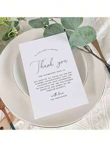 50张精美婚礼桌卡和感谢卡 - 婚礼感谢卡、餐巾夹 - 双面防水覆膜设计，叶子和花卉图案 - 婚礼宴会餐桌装饰的理想之选 - 多色 - 查看 9