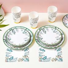 Bộ đồ dùng ăn uống dùng một lần họa tiết lá xanh, đĩa tiệc 7/9 inch, đĩa giấy, cốc, khăn ăn dùng một lần, thích hợp cho các dịp lễ, đám cưới, lễ đính hôn, sinh nhật, tiệc tùng, lễ kỷ niệm. - Nhiều màu - Xem 4