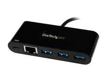 StarTech.Com USB-C To Ethernet Adapter With 3-Port USB 3.0 Hub And Power Delivery - USB-C GbE Network Adapter + USB Hub W/ 3 USB-A Ports - Black - View 2