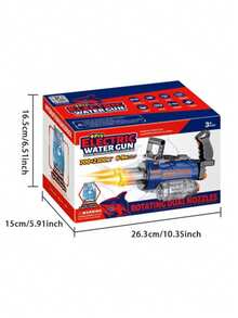 新款加特林双管旋转水枪，带火焰特效，大容量，高压强力喷射水流。适合儿童和成人，射程6-9米。双闪光灯和双喷嘴，电动持续喷水。适合3岁以上男孩女孩。是夏季海滩和泳池派对的完美玩具礼物，水枪，玩具枪，儿童玩具，游泳池玩具 - 水槍(無背包) - 查看 7