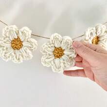 8 Handmade Crochet Daisy Wreaths|   White Daisy Wall Hanging, Suitable For Baby Showers, Weddings, Birthday Parties, Living Room, Bedroom Decoration, Made Of Polyester, With Whimsical Design - 1 bộ (8 bông hoa) - Xem 6