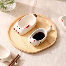 Đĩa đựng nước chấm bằng gốm hình hoạt hình sáng tạo có giá đỡ đũa, bát gia vị mini đa năng dùng trong nhà bếp, lẩu, sushi. - Nhiều màu - Xem 7