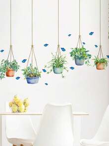 Spring Self-Adhesive Hanging Plants Window Stickers | Green Plant Hanging Window Stickers For Living Room, Bedroom, Bathroom, Kitchen, Window Decor - Multicolor - View 4