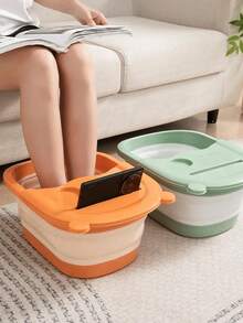 Foldable Massage Foot Basin For Adults, Home And Dormitory Use Simple Design With Cover, Deep Soaking Foot Bath - A - View 5
