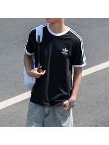 Adidas Originals 男士休闲修身圆领短袖T恤，2026夏季新款 KB2459 - 黑色 - 查看 4