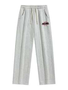 Bộ đồ đôi cho các cặp, quần nỉ ống rộng thẳng unisex, quần thể thao thường ngày, quần đôi cho bạn trai, bạn gái, chồng, vợ, quà kỷ niệm, thích hợp cho mùa xuân, hè, thu. - Màu Xám nhạt - Xem 2