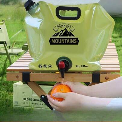 1pc Outdoor Portable Foldable Water Tap, Large Capacity Plastic Handheld Travel Camping Car Water Storage Bag