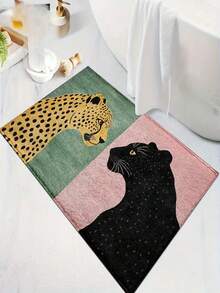 1pc Leopard Print Bath Mat, Soft & Comfortable, Suitable For Kitchen, Bathroom, Shower, Entryway, Home Holiday Decor, Can Be Used As Gift, Christmas Decoration - A - View 12
