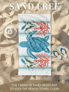 1条印花沙滩巾，紫色海星图案，时尚泳装毛巾，超强吸水，适用于浴室、游泳、健身、瑜伽，柔软舒适的超细纤维材质，轻便易携，防风、防晒、防沙，适合夏季旅行、度假和浴室装饰。 - 多色 - 查看 3