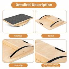 Balance Board, Anti Slip Pilates Swing Board, Used For Ankle Strengthening, Core Training, Physical Therapy, Foldable Inclined Stretching Board, Suitable For Leg And Toe Ground Exercises - Yellow - View 4