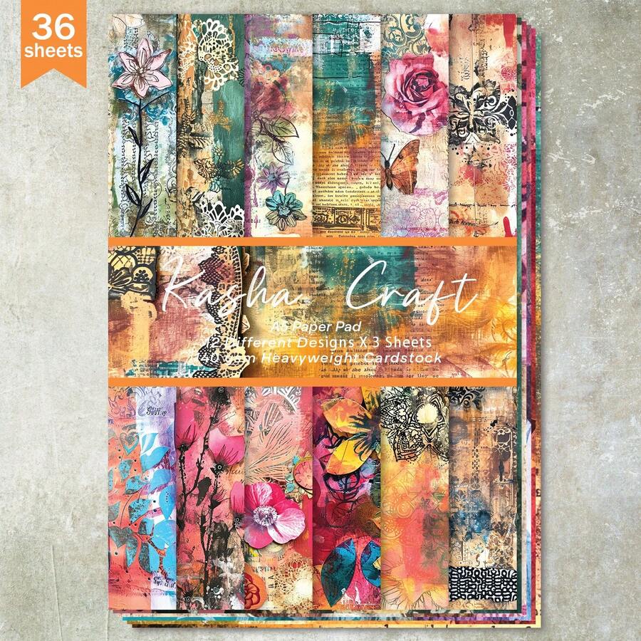 36 Sheets A5 Vintage Lace Floral Patchwork Background Paper, Suitable For Bullet Journals, Scrapbooking, Cards And Crafts - Rectangle - View 1