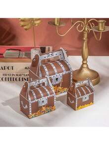 12pcs Pirate'S Treasure Paper Candy Boxes (With Golden Coin Patterns) – Small Gift Boxes For Pirate-Themed Birthdays Parties & Birthday Parties - View 7