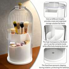 Bathroom Sink Organizer,Premium ABS Plastic Bathroom Organizer Caddy,Multi-Use Countertop Storage Stand,Toothbrushes Storage,Toothpaste Tubes Organizer,Home Bathroom Organizer,Dorm Bathroom Caddy,Apartment Vanity Organizer,Family Bathroom Storage,Personal Use Bathroom Organizer,Daily Use Bathroom Storage,Non-Slip Base,360° Rotating Design,3 Slots Storage,Sliding Lid,Dustproof,Easy To Clean,Stylish Appearance,Space-Saving Design,Premium ABS Plastic,Durable,Sturdy,Lightweight,Waterproof,Easy To Install,No Complex Steps,Reusable,Long Service Life,Compact Size,Portable,Multi-Scene Use,Vanity Counter Storage Solution - 白色 - 查看 3